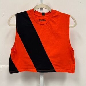 AARMY Women's Cropped Activewear Tank Top EJ1 Bright Orange Small